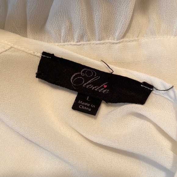 Elodie Women’s Cream Long Sleeve Sheer Top - size Large - Picture 8 of 9
